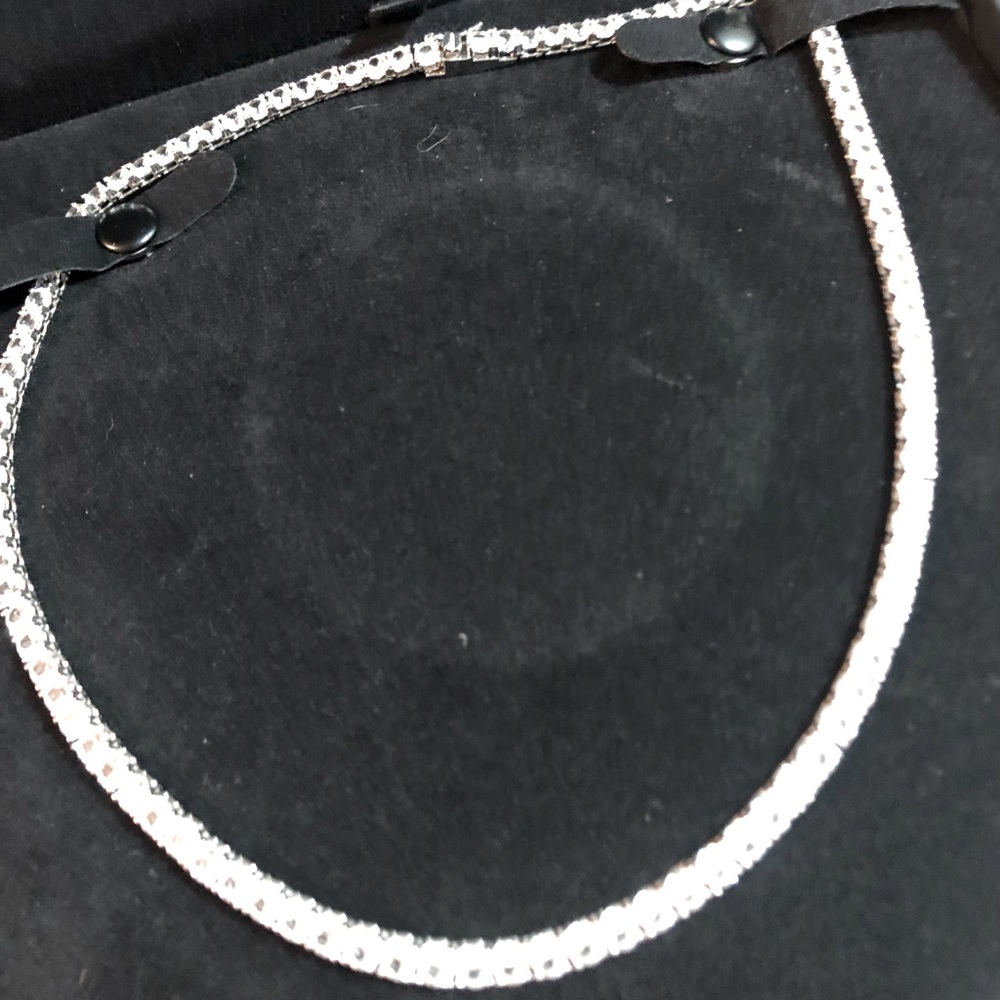 SOLD 4.0mm White lab-created sapphire Tennis Necklace in Sterling Silver 17”